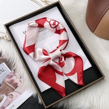 Square Silk Scarf Red Black