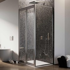 BOX DOCCIA SALOON ANGOLARE DOPPIA ANTA BATTENTE VETRO CRISTALLO H185 CABINA