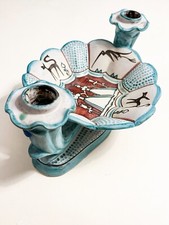 Maioliche Grazia, Deruta, candeliere con piatto, disegno Giuseppe Sebesta 1965