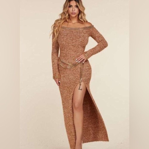 Maxi abito atiste bordo - bordo, oro