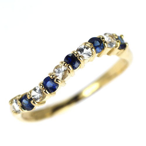 Anello zaffiro blu bianco - anello,