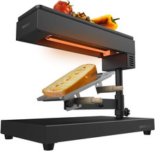 Raclette Cheese&Grill 6000 Nero. Potenza 600W, Funzione Grill, Finitura in Accia