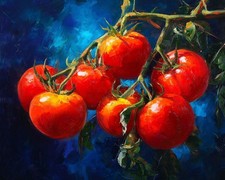 Dipinto olio Leonid Afremov TENTAZIONE POMODORO 30"x24" di Studio Ufficiale GICLÉE