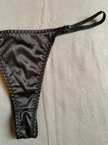 New sexy black satin - satin, thong