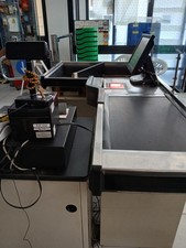 Mobile barriera casse con nastro trasportatore automatico, ultimi 2 pezzi