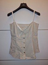 DOLCE & GABBANA - TOP  CANOTTA a RIGHE con FIOCCO- BIANCO / BEIGE  TG. 42