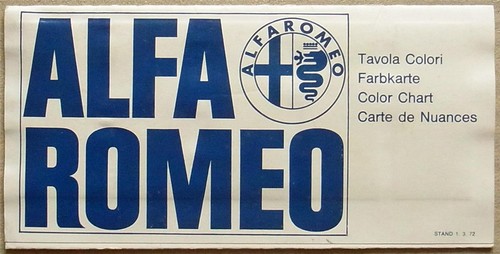 Alfa romeo tabella colori auto - alfa,