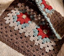 Clutch Borsetta Custodia Borsetta Copertina Fatta a Mano Coton 25x20Cm Uncinetto