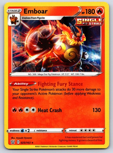 Emboar 025 163 holo - raro, stili