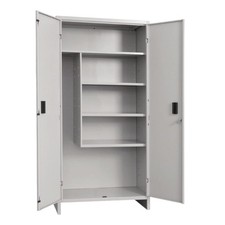 ARMADIO ARMADIETTO PORTASCOPE 60 x 40 x H179 Cm METALLO LAMIERA GRIGIO 2 ANTE