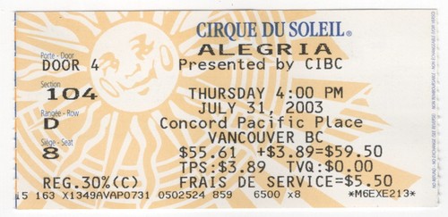 Biglietto cirque soleil - biglietto, du