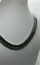 GRUMETTA COLLANA ACCIAIO UOMO MAGLIE LARGHE BRUNITE CM 50 10X10 STAINLESS STEEL