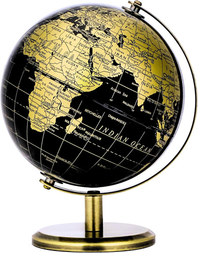 Mappamondo nero oro 14cm - nero,
