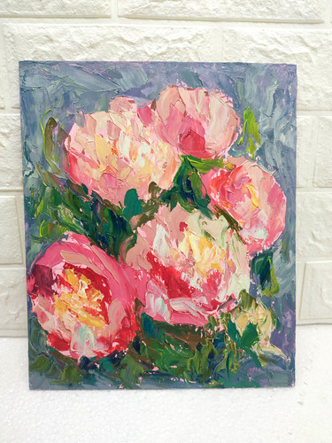 Original oil painting pink - oil,