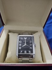 EMPORIO ARMANI CLASSIC SILVER RECTANGLE DIAL WATCH AR0492