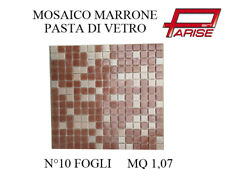 MOSAICO SU RETE PASTA DI VETRO RIVESTIMENTO CERAMICA MARRONE 10 FOGLI 1,07 MQ 