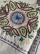 Tovaglia da te Oppure Centro Del tavolo ricamo fatti A Mano rami di fiori Lino