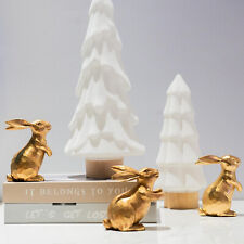 Resin Vintage Gold Bunny Decor Rabbit Figurines, Small Easter Bunny Figurine Set