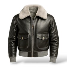 Real Leather Bomber Jacket Men