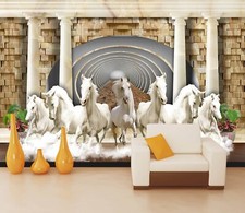 3D White Horse M5547 Wallpaper