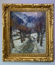 Alessandro LUPO quadro dipinto olio paesaggio neve Courmayeur Valle d'Aosta