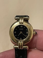 Donna Cartier Paris Vermeil Quarzo Argent925 Swiss Made Placcato Oro Batteria Nuova