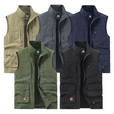 Giubbotto Uomo Outdoor Con Tasche Gilet Pesca Trekking Lavoro Gilet Smanicato Nuovo