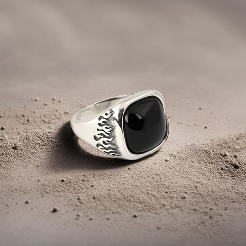 Anello lava onice - anello, argento