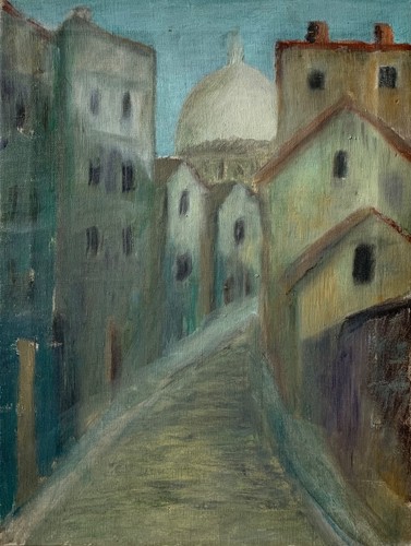 Quadro olio strada anonima - , con