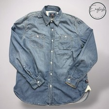 Barbour International Steve McQueen Terrence Camicia Denim Uomo XL Heavy Stone