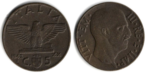 Italia centesimi 1942 - italia, 5