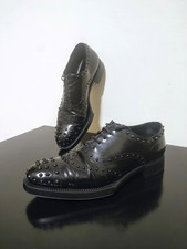 Prada Shoes 39,5 EU Black Leather Spike-Decorated Oxford Brogue Derbies 1E248F