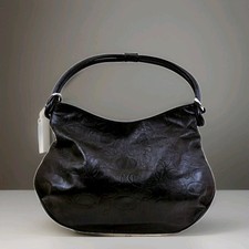 BRACCIALINI Firenze Borsa Donna Spalla Pelle Nera Monogramma Stampa a Caldo Med