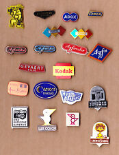 Vintage CAMERA PHOTO FILM stick pin badges 1960s Logo Foto Fuji Canon Kodak Agfa