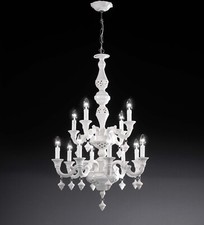 Lampadario classico lusso ceramica bassano bianco a 12 luci luxury r012