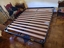 Letto Matrimoniale, supporto in ferro e doghe in legno, con materasso ortopedico