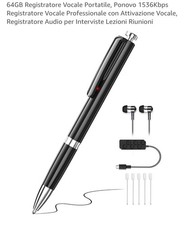 64GB Registratore Vocale Portatile Professionale Attivazione Vocale Audio Lezion