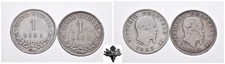 REGNO D'ITALIA 1 lira 1863 Valore LOTTO 2x monete ARGENTO Vittorio Emanuele II