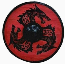 Scudo medievale 24" scudo spartano in legno LARP scudo tondo costume arma.