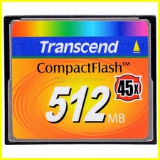 Scheda compact flash Transcend 512Mb 45x. CF 512 Megabyte. Memory Card