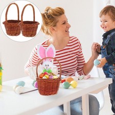  2 Pcs Mini Canestro Cestini Cesto Di Rattan Tessuto Mano Cestino Caramelle