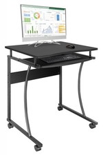 Scrivania Compatta con Ripiano Estraibile per Tastiera