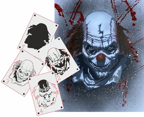 008 evil clown stencil - evil,