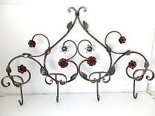 Attaccapanni APPENDIABITO in FERRO BATTUTO rose 4 POSTI vari colori da interno