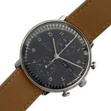 Orologio da polso uomo Junghans Max Bill Chronoscope 27 4501.01 cinturino pelle nero SS