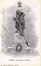 32-39) CARTOLINA PESARO MONUMENTO TERENZIO MAMIANI VIAGGIATA FUSIGNANO RAVENNA