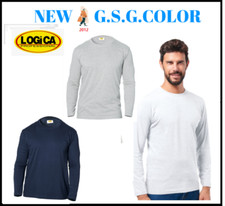 T-SHIRT MAGLIA UOMO MANICHE LUNGHE MAGLIETTA MANICA LUNGA 100% COTONE 