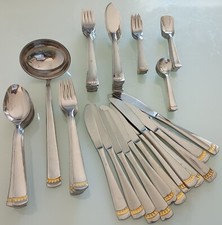 INOXRIV SERVIZIO POSATE CON STRISCIA ORO 97 PEZZI ACCIAIO INOX ITALY