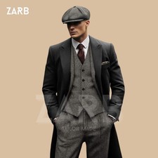 Cappotto lungo uomo lana nero, Peaky Blinders abbigliamento da sposa vintage - su misura
