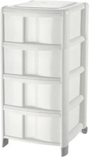 CASSETTIERA BAMBÙ 4 CASSETTI ALTI BIANCA